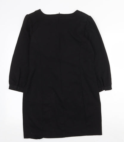 Next Womens Black Polyester A-Line Size 12 Round Neck Zip