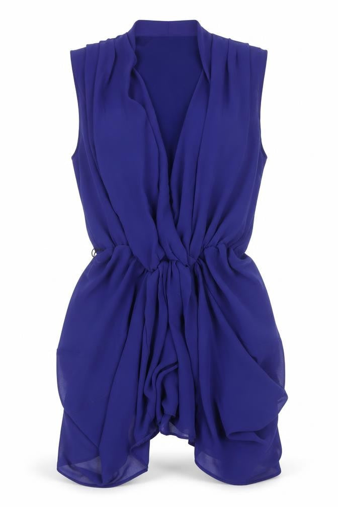 ASOS Womens Blue Polyester Fit & Flare Size 12 V-Neck Pullover