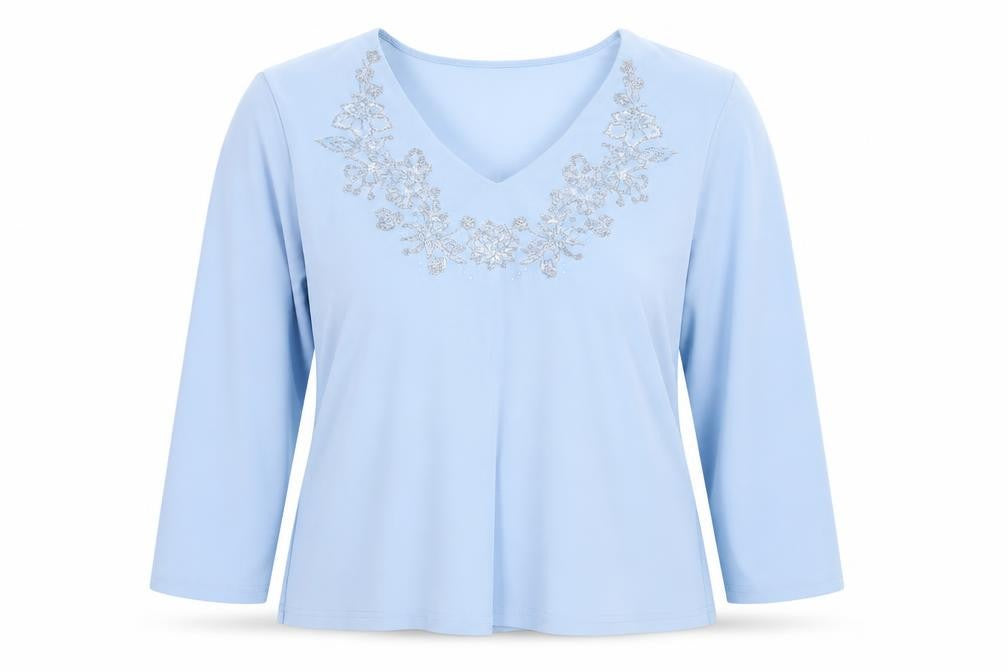 Berketex Womens Blue Polyester Basic Blouse Size 16 V-Neck
