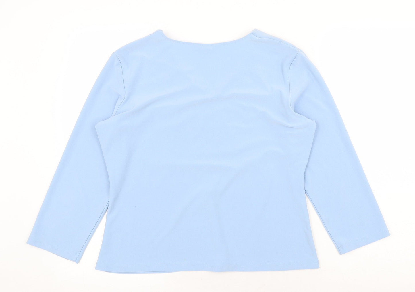 Berketex Womens Blue Polyester Basic Blouse Size 16 V-Neck