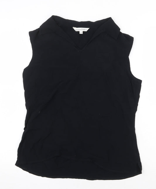 Elizabeth Shelton Womens Black Viscose Basic Tank Size 14 V-Neck