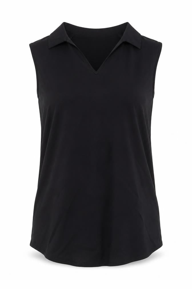 Elizabeth Shelton Womens Black Viscose Basic Tank Size 14 V-Neck