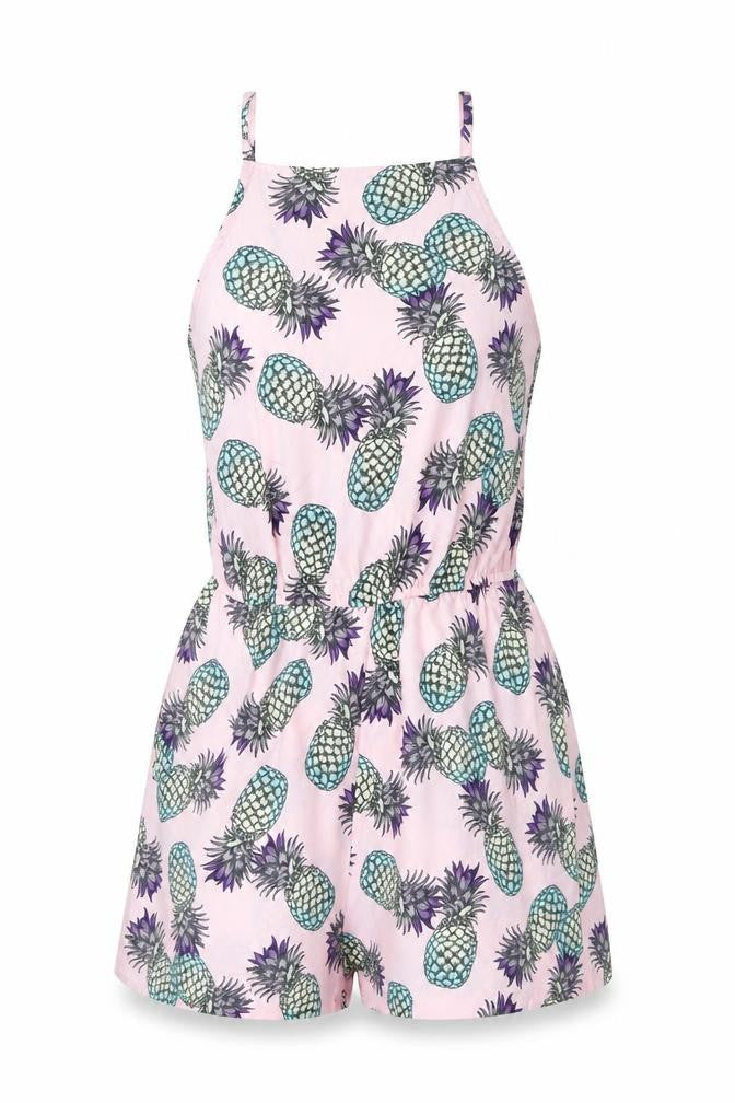 Primark Womens Pink Geometric Polyester Playsuit Outfit/Set Size 8 Pullover - Pineapple
