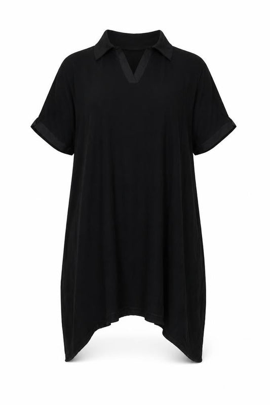 Zara Womens Black Polyester Shirt Dress Size M Collared Pullover