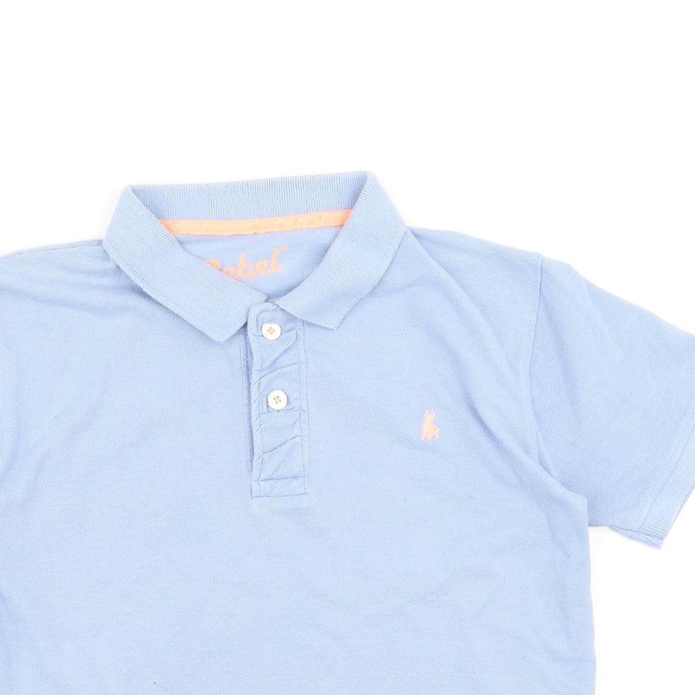 Rebel Boys Blue Cotton Basic Polo Size 11-12 Years Collared Button