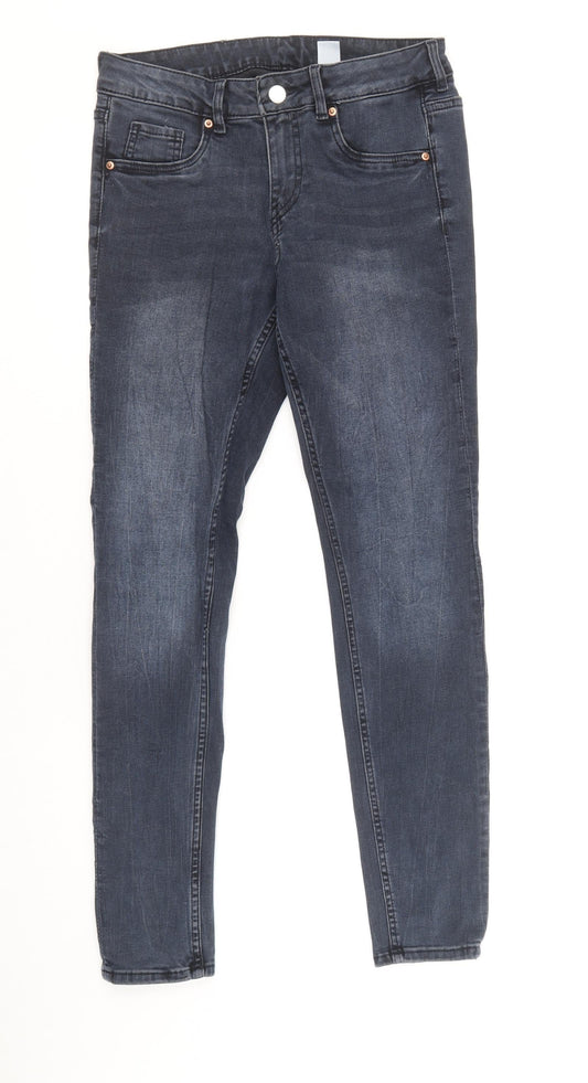 & Denim Womens Blue Cotton Skinny Jeans Size 10 Regular Zip