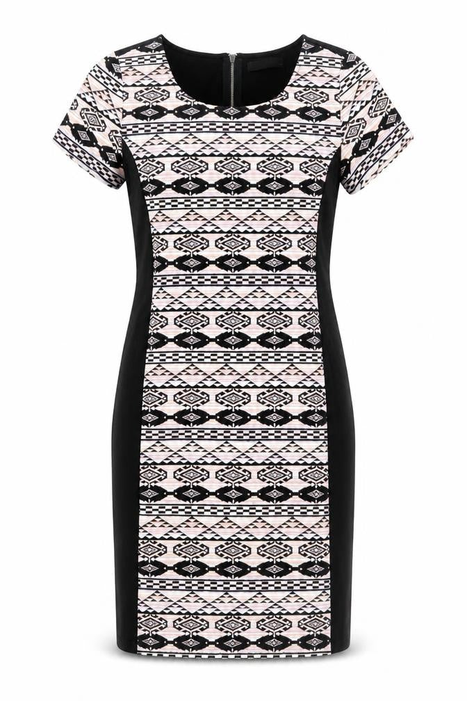 VILA Womens Multicoloured Geometric Polyester A-Line Size M Round Neck Zip
