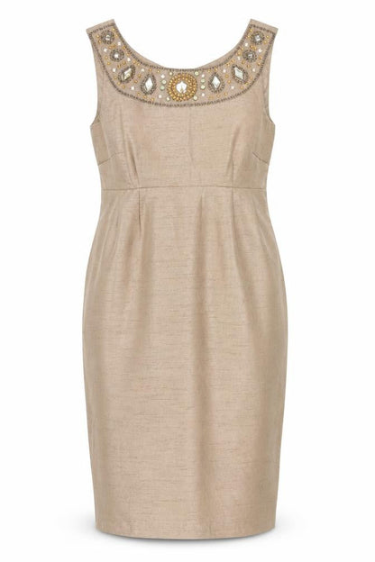 Next Womens Brown Polyester Sheath Size 8 Scoop Neck Zip