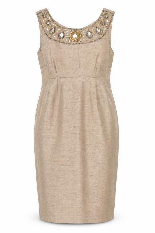 Next Womens Brown Polyester Sheath Size 8 Scoop Neck Zip