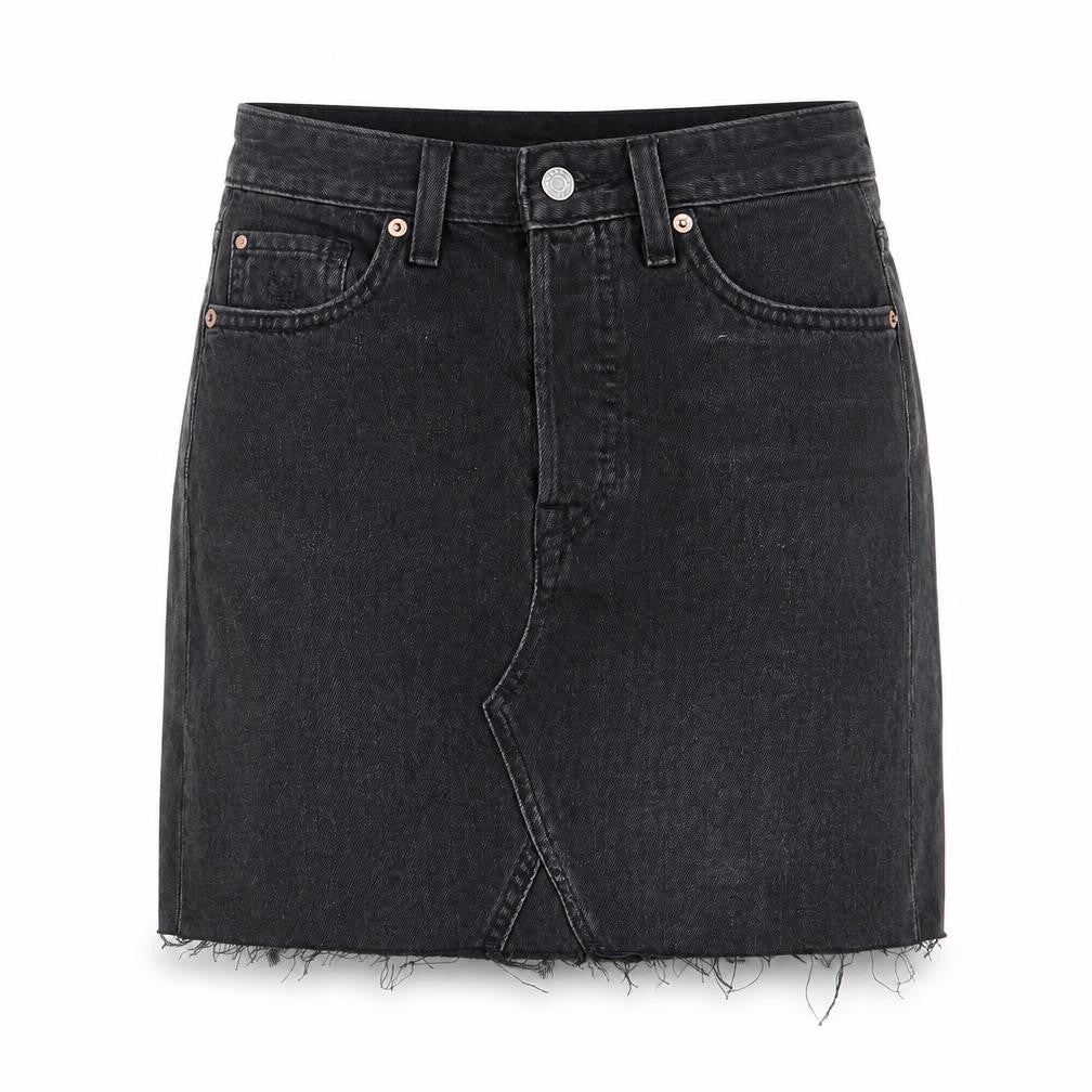 H&M Womens Black Cotton Straight & Pencil Skirt Size 6 Zip