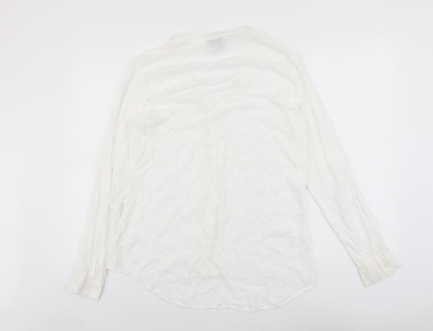 VERO MODA Womens White Viscose Basic Button-Up Size L V-Neck