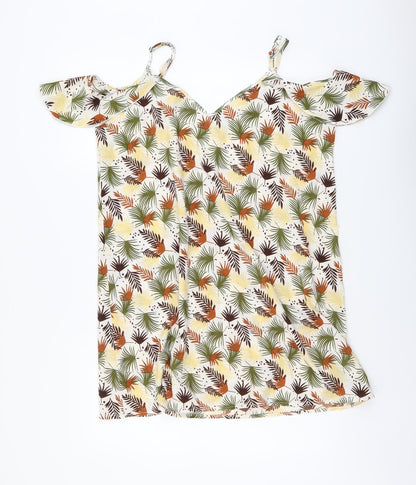 SHEIN Womens Multicoloured Floral Polyester A-Line Size L V-Neck Pullover
