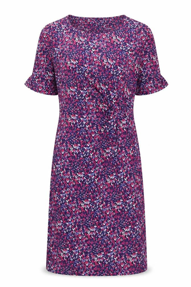 Marks & Spencer Womens Purple Geometric Viscose A-Line Size 10 Round Neck Pullover