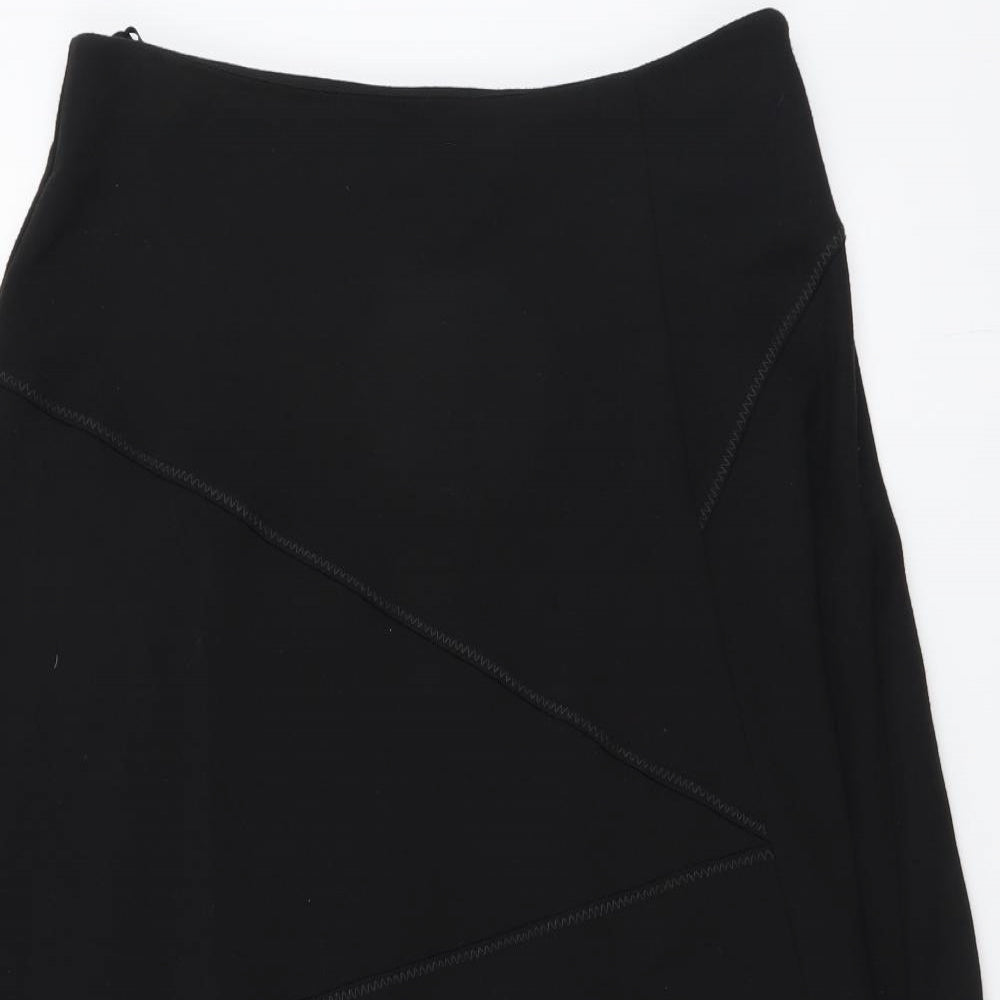David Emanuel Womens Black Polyester Swing Skirt Size 14 Zip