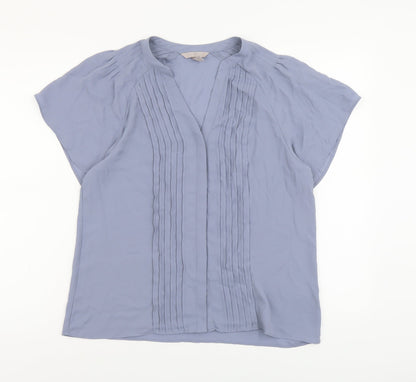 H&M Womens Blue Polyester Basic Blouse Size M V-Neck