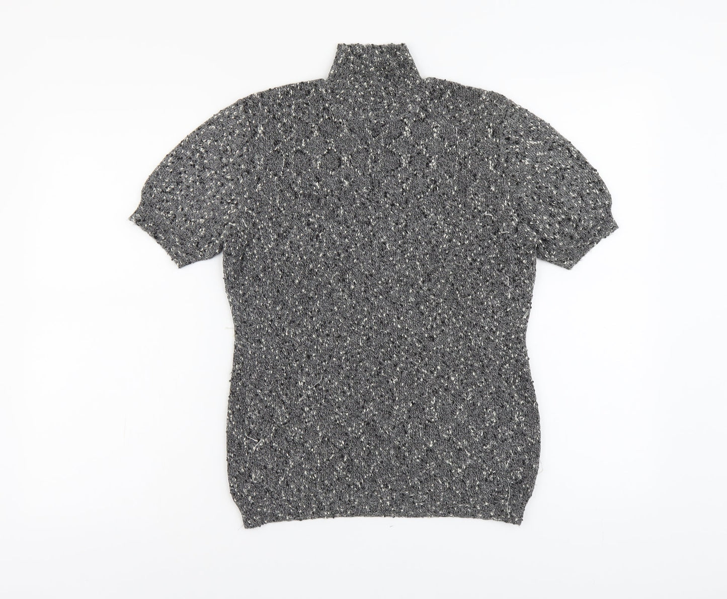 Planet Womens Grey Polyester Basic T-Shirt Size M High Neck