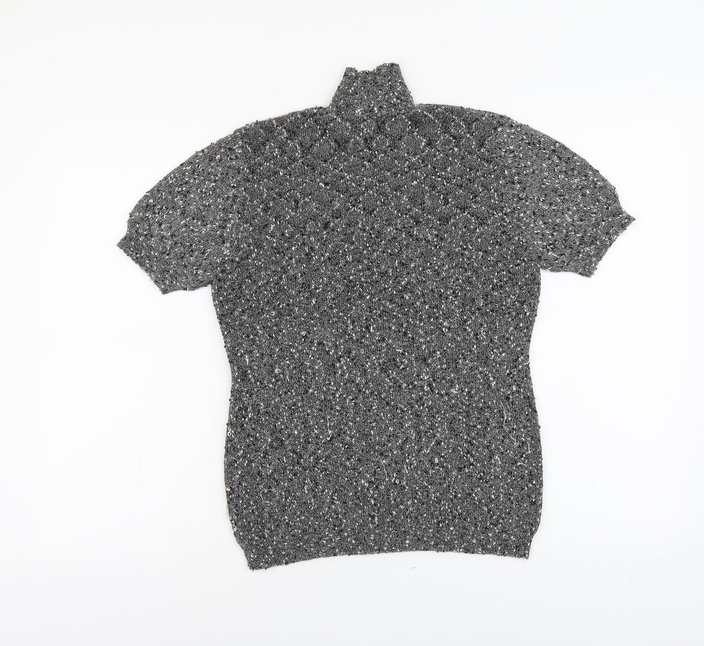 Planet Womens Grey Polyester Basic T-Shirt Size M High Neck