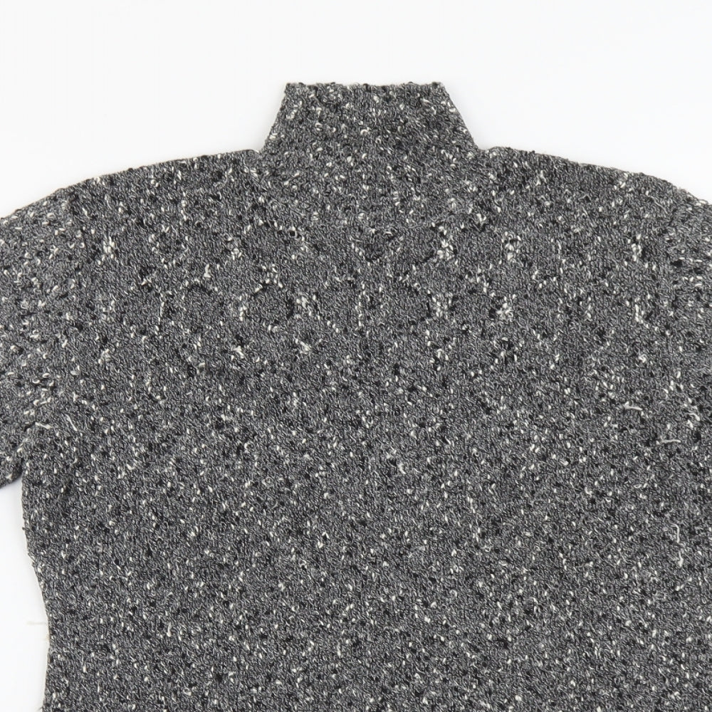 Planet Womens Grey Polyester Basic T-Shirt Size M High Neck