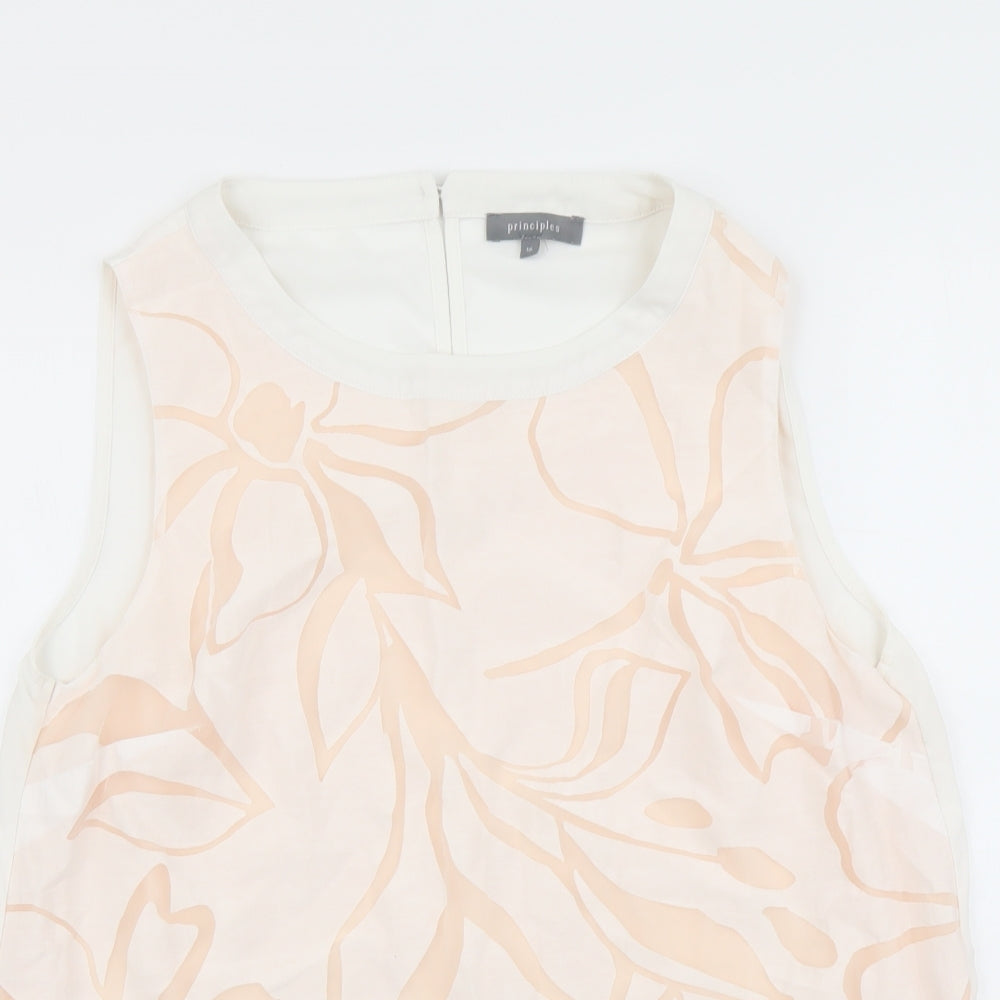 Principles Womens Pink Floral Polyester Basic Tank Size 16 Round Neck
