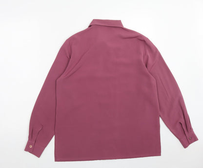 Berkertex Womens Purple Polyester Basic Button-Up Size 12 V-Neck