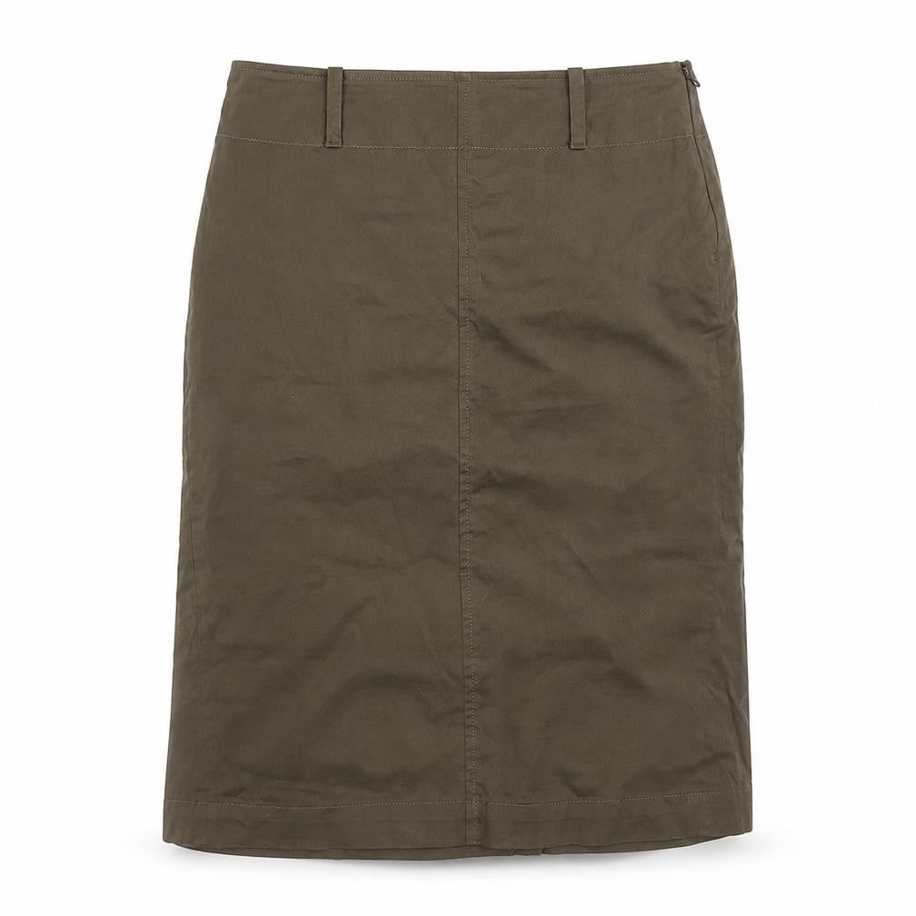 Uniqlo Womens Green Cotton Straight & Pencil Skirt Size 10 Zip