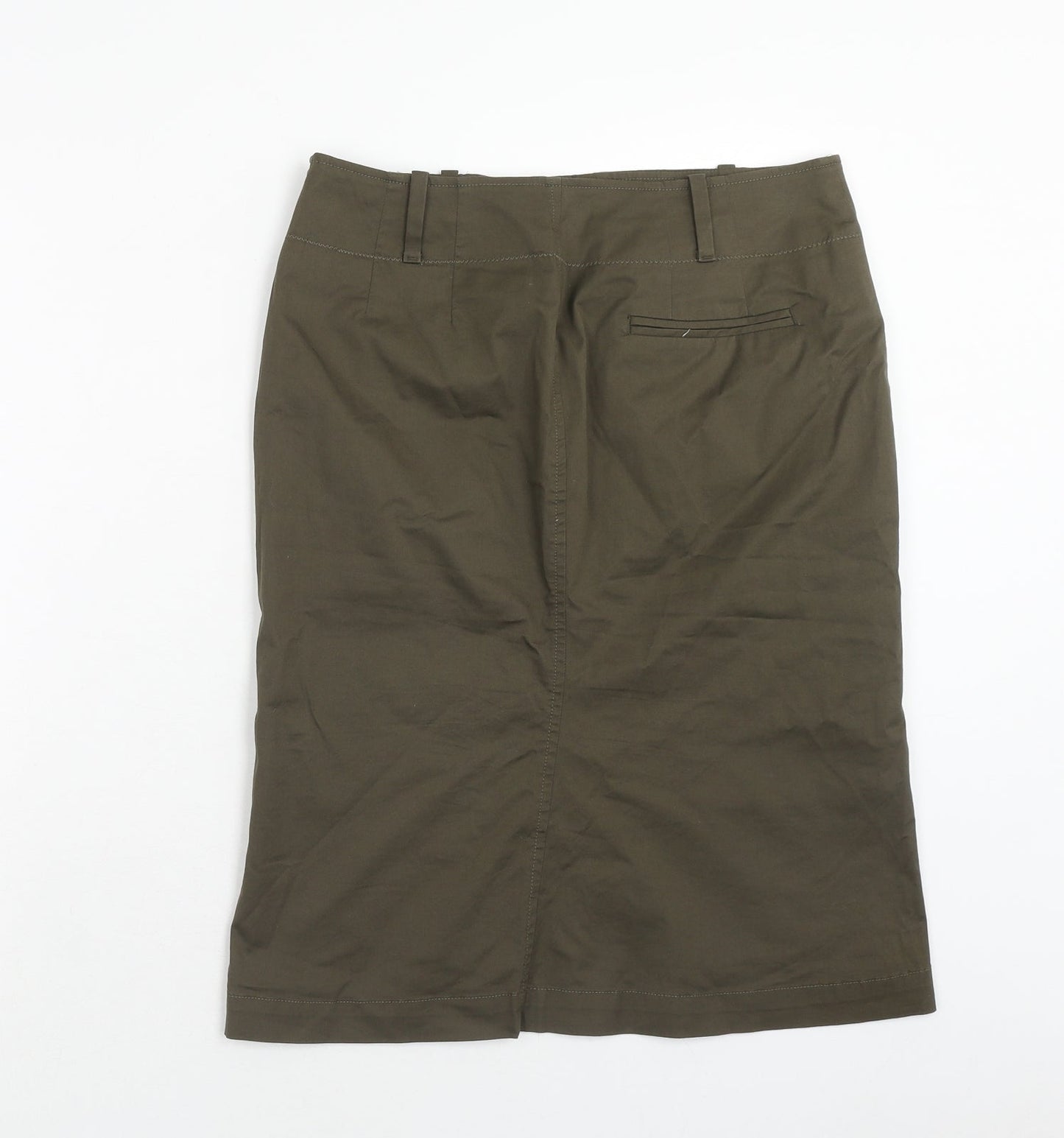 Uniqlo Womens Green Cotton Straight & Pencil Skirt Size 10 Zip
