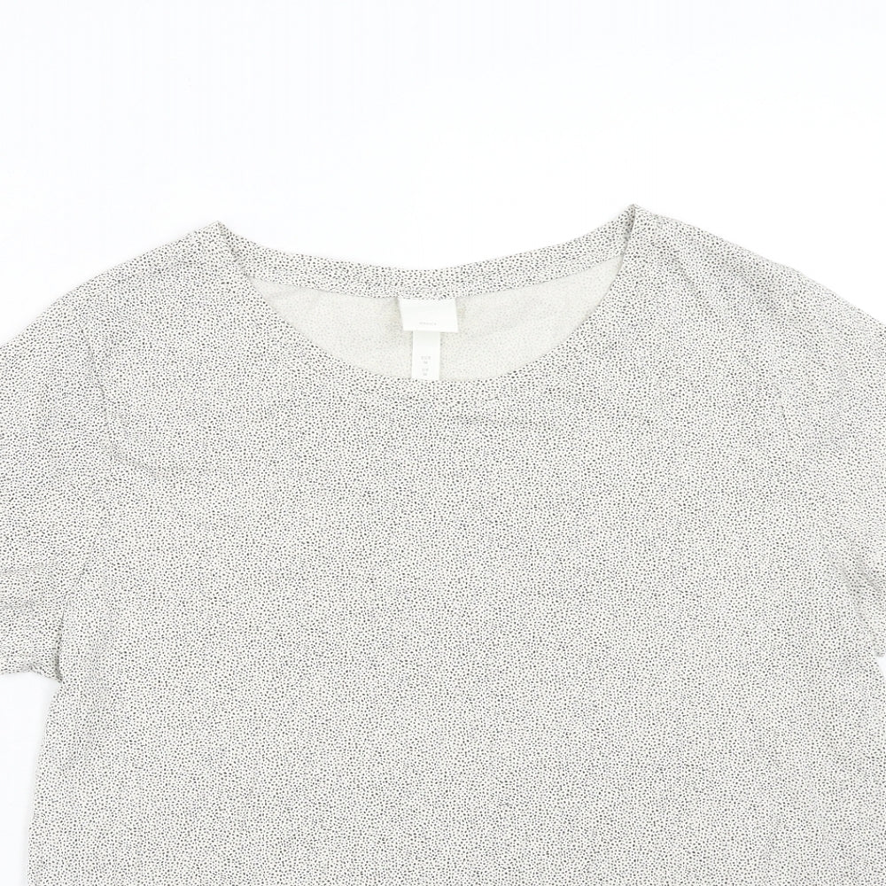 H&M Womens Beige Cotton Basic T-Shirt Size M Round Neck