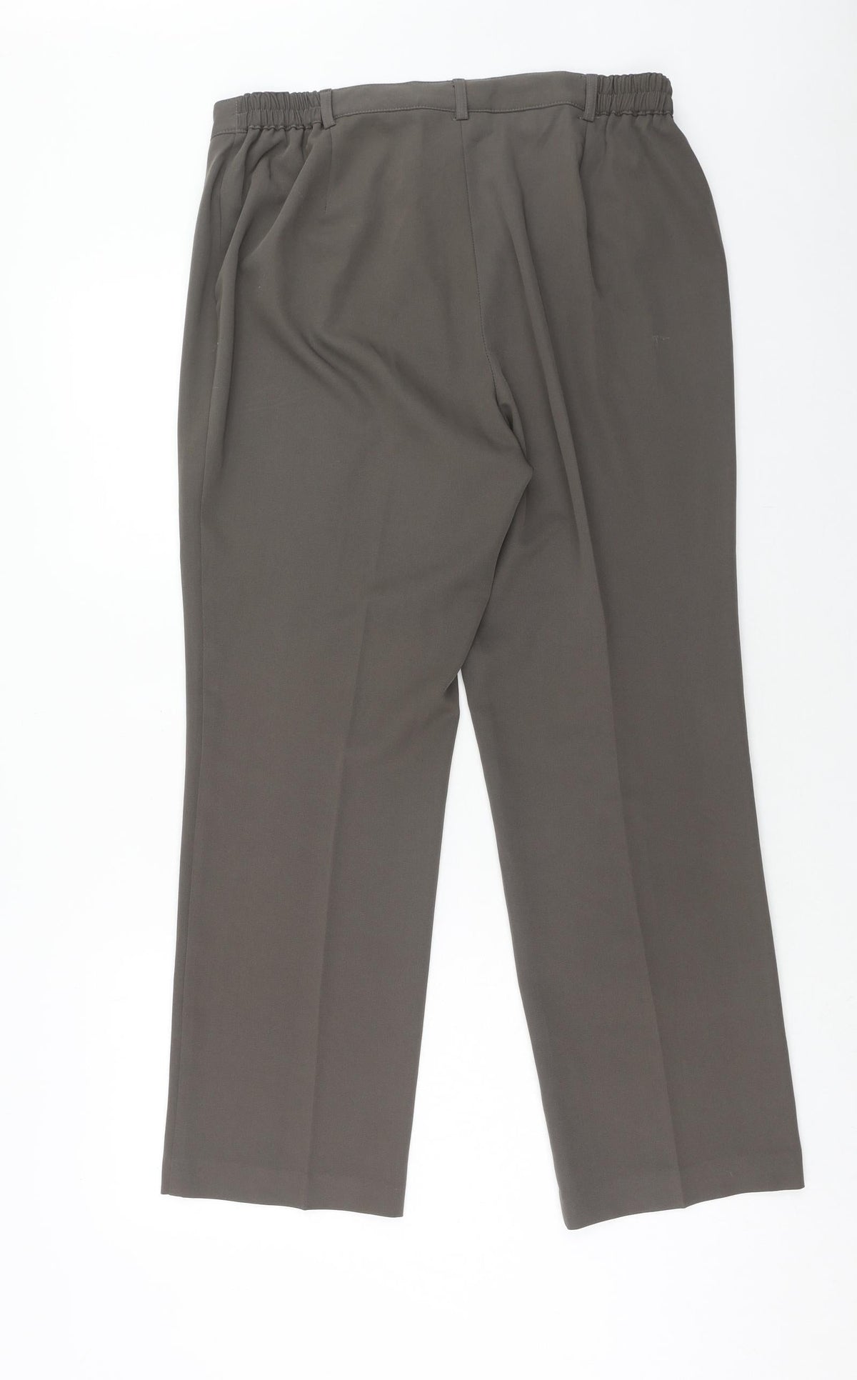 Preworn Womens Brown Polyester Trousers Size 16 Regular Zip