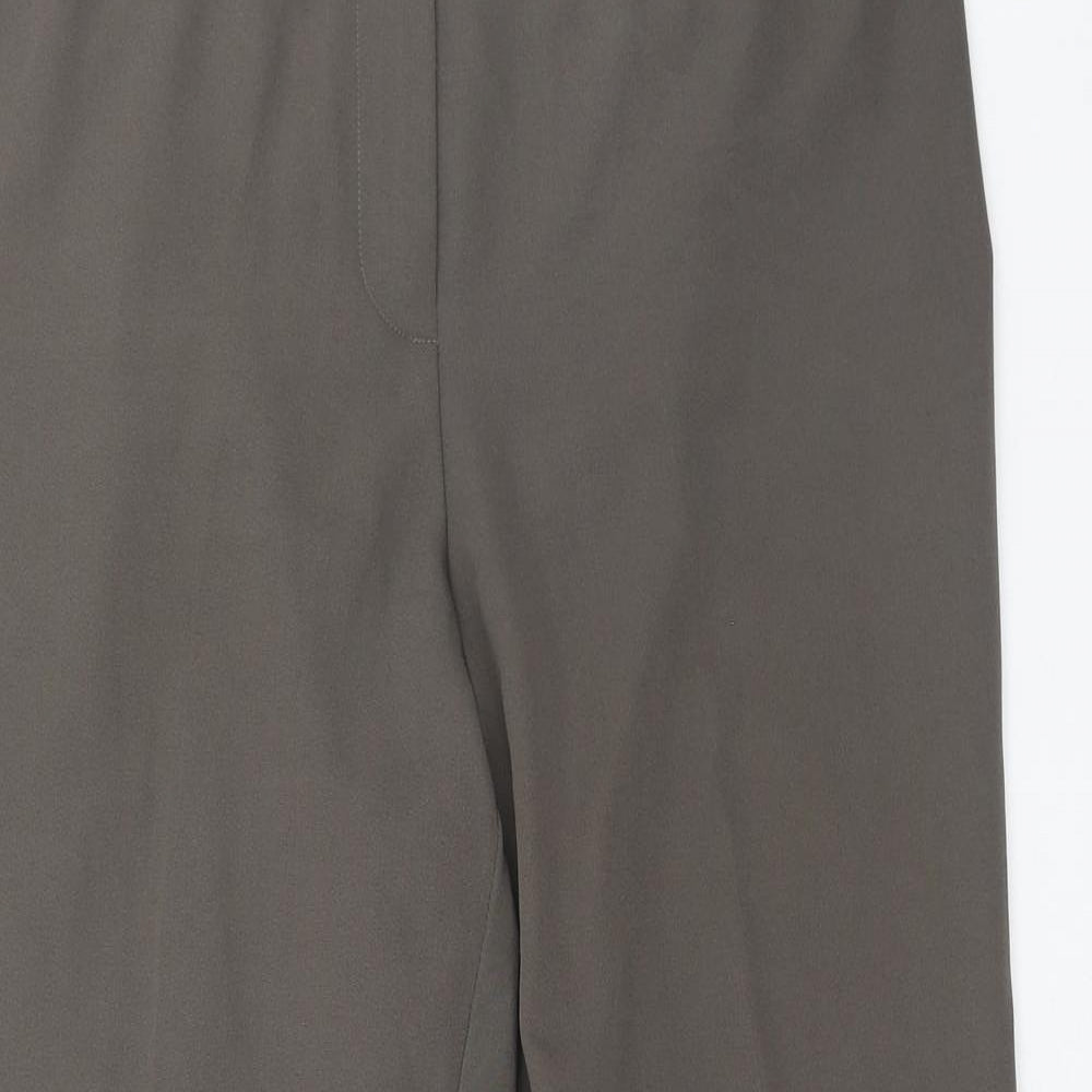 Preworn Womens Brown Polyester Trousers Size 16 Regular Zip