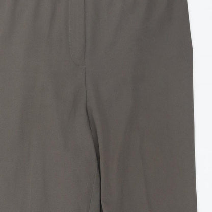 Preworn Womens Brown Polyester Trousers Size 16 Regular Zip