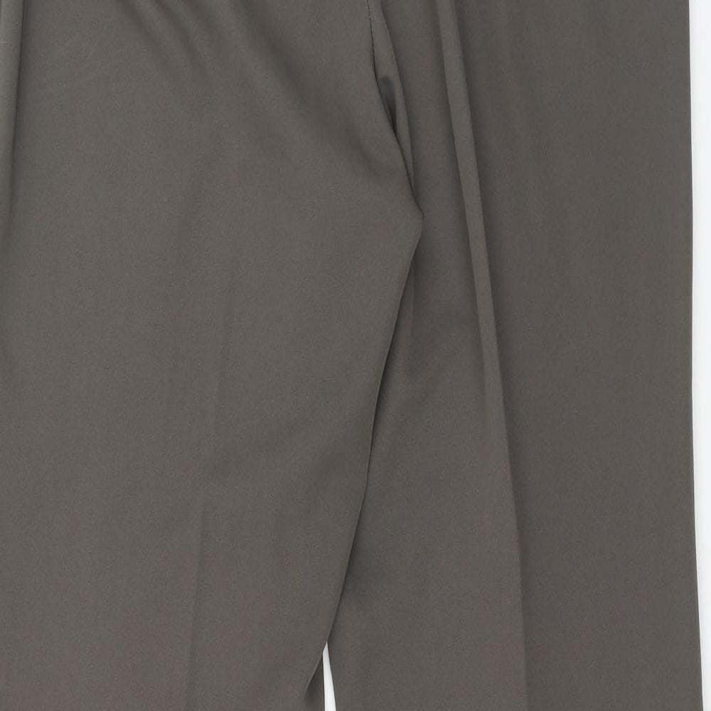 Preworn Womens Brown Polyester Trousers Size 16 Regular Zip