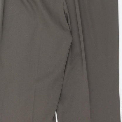 Preworn Womens Brown Polyester Trousers Size 16 Regular Zip