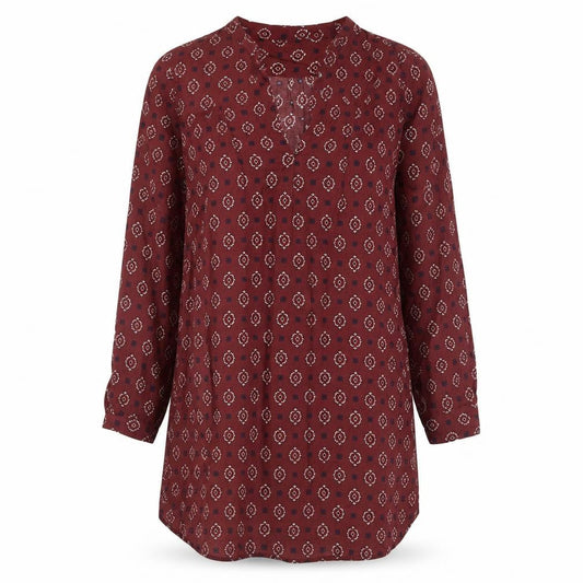 Zara Womens Red Geometric Viscose Kaftan Size S V-Neck Pullover