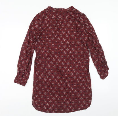 Zara Womens Red Geometric Viscose Kaftan Size S V-Neck Pullover