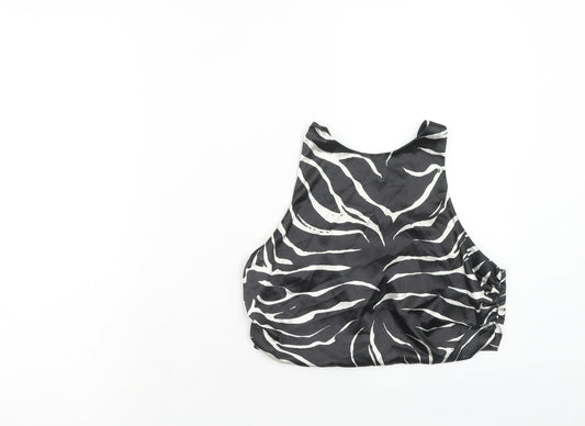 Zara Womens Black Animal Print Viscose Basic Tank Size M Round Neck - Zebra Print