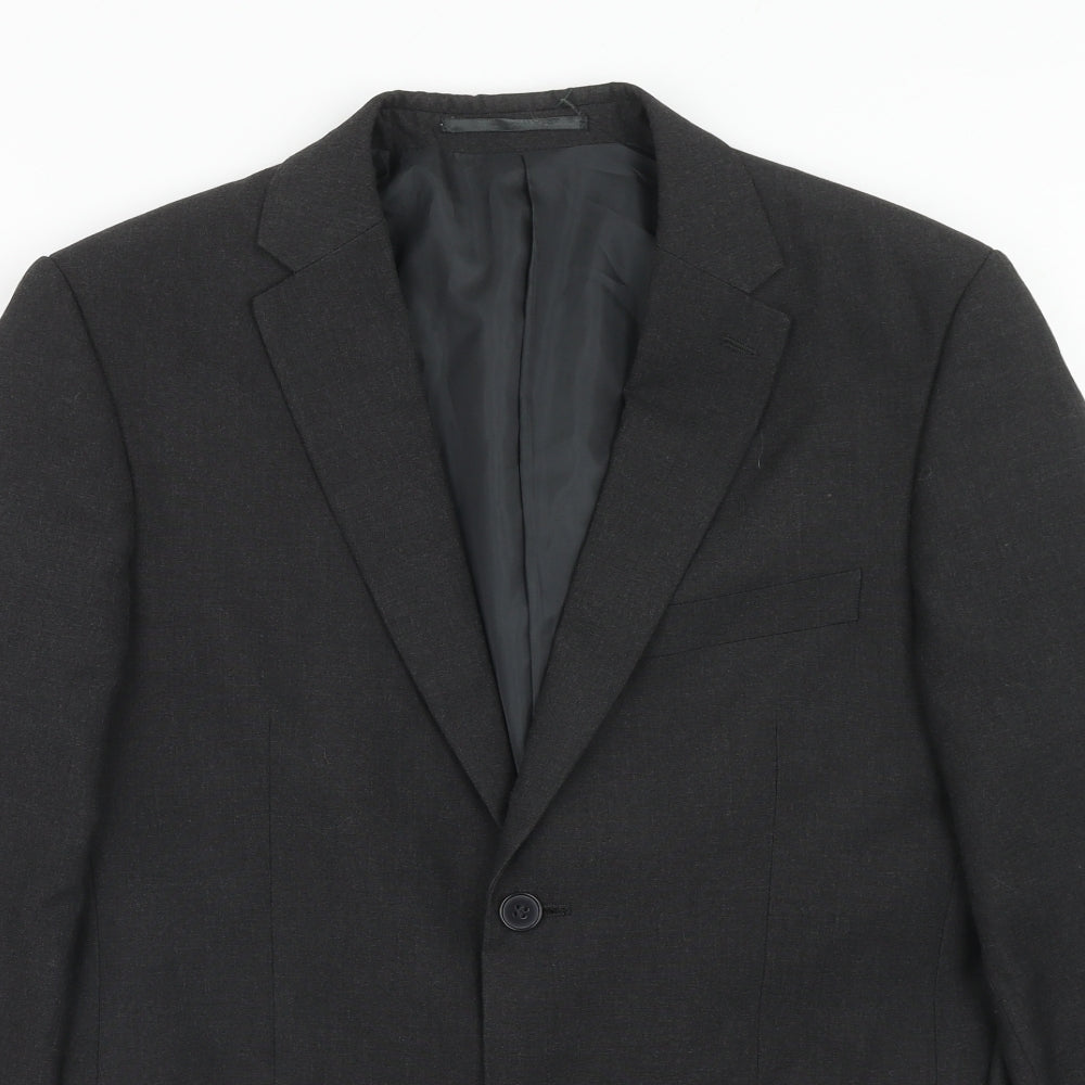 Karl Jackson Mens Grey Polyester Jacket Blazer Size 38 Regular