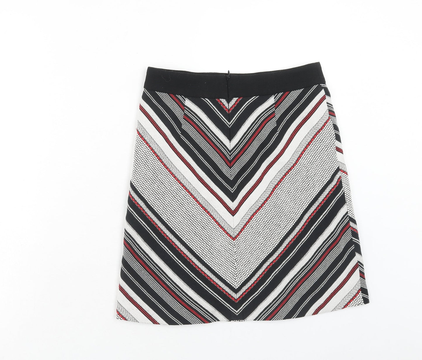 Warehouse Womens Grey Geometric Cotton Straight & Pencil Skirt Size 8 Zip