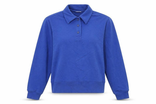 Monkl Womens Blue Cotton Pullover Sweatshirt Size 2XS Button