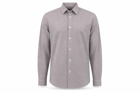 Primark Mens Purple Check Polyester Button-Up Size M Collared Button