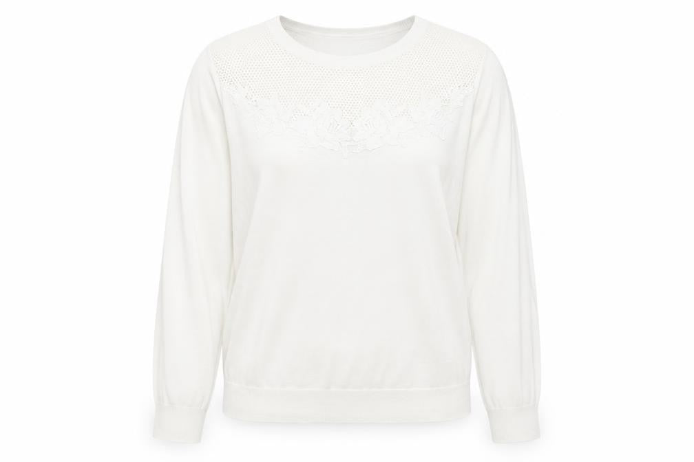 Dorothy Perkins Womens White Round Neck Viscose Pullover Jumper Size 12