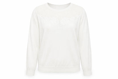 Dorothy Perkins Womens White Round Neck Viscose Pullover Jumper Size 12
