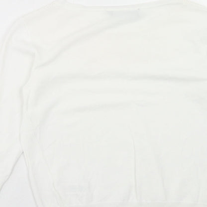 Dorothy Perkins Womens White Round Neck Viscose Pullover Jumper Size 12