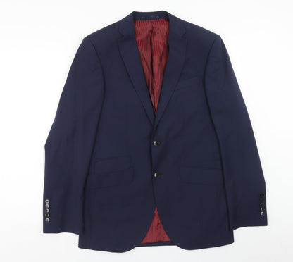 Red Select Mens Blue Polyester Jacket Blazer Size 38 Regular