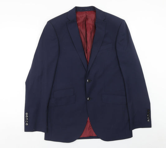 Red Select Mens Blue Polyester Jacket Blazer Size 38 Regular