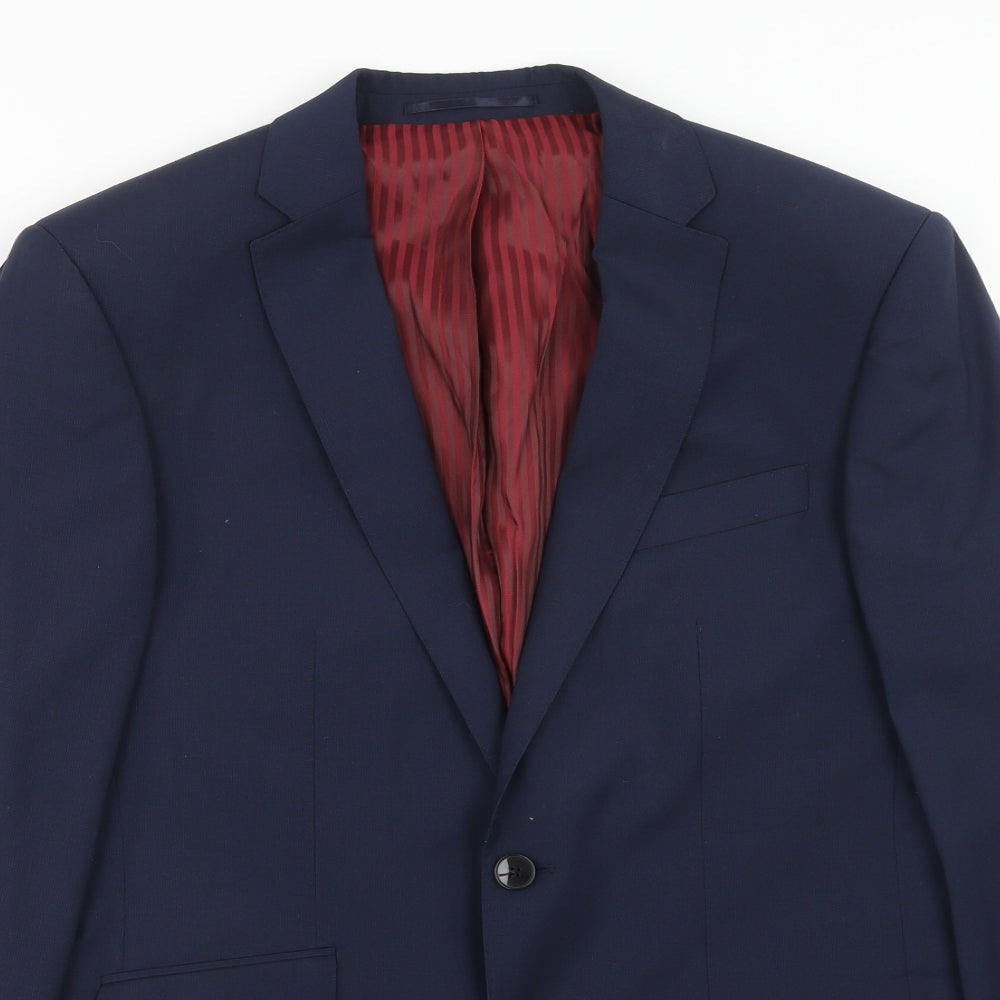 Red Select Mens Blue Polyester Jacket Blazer Size 38 Regular