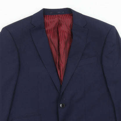 Red Select Mens Blue Polyester Jacket Blazer Size 38 Regular