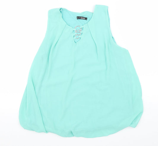 Quiz Womens Blue Polyester Basic Tank Size M V-Neck