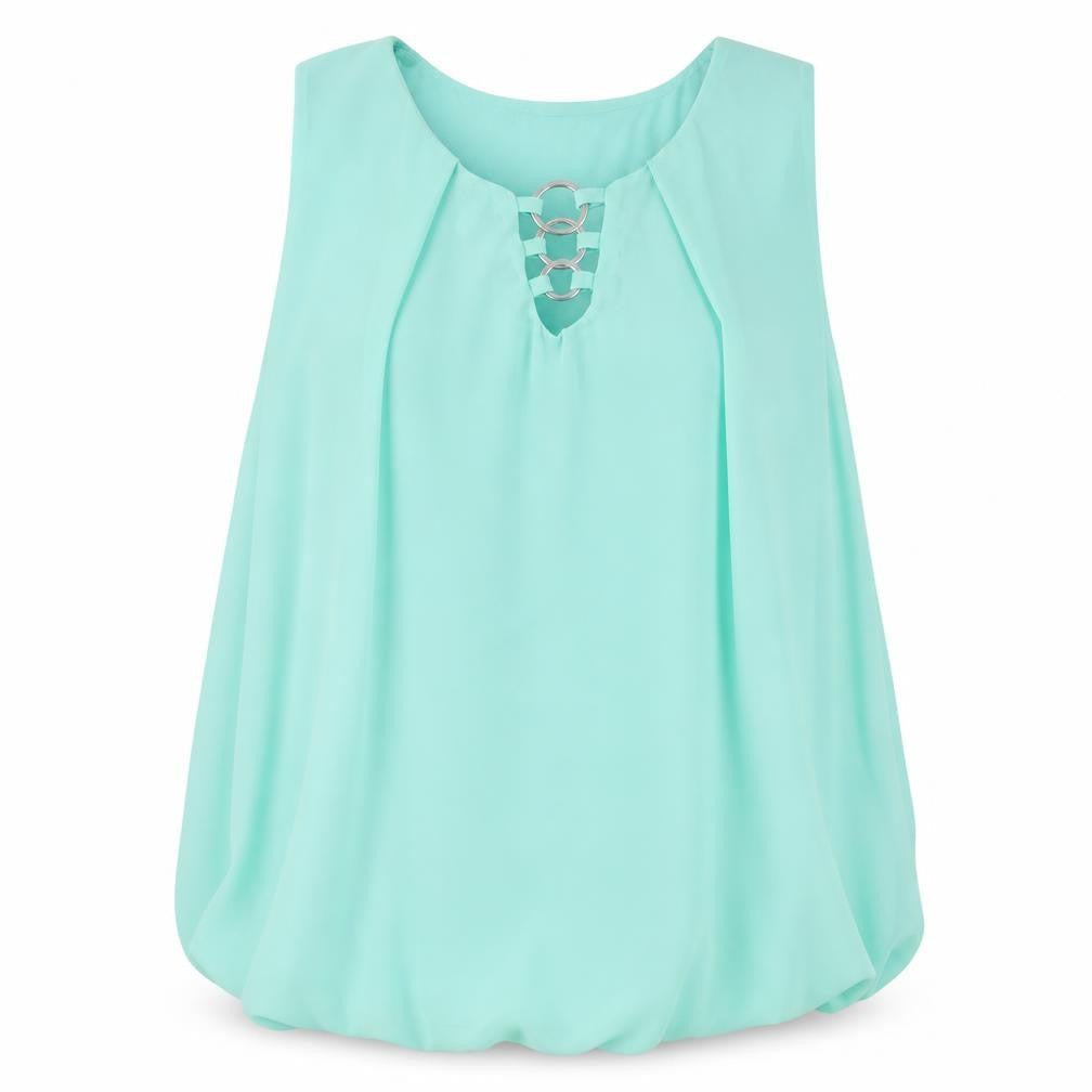 Quiz Womens Blue Polyester Basic Tank Size M V-Neck