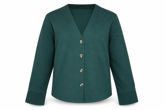 New Look Womens Green Polyester Basic Button-Up Size 6 V-Neck