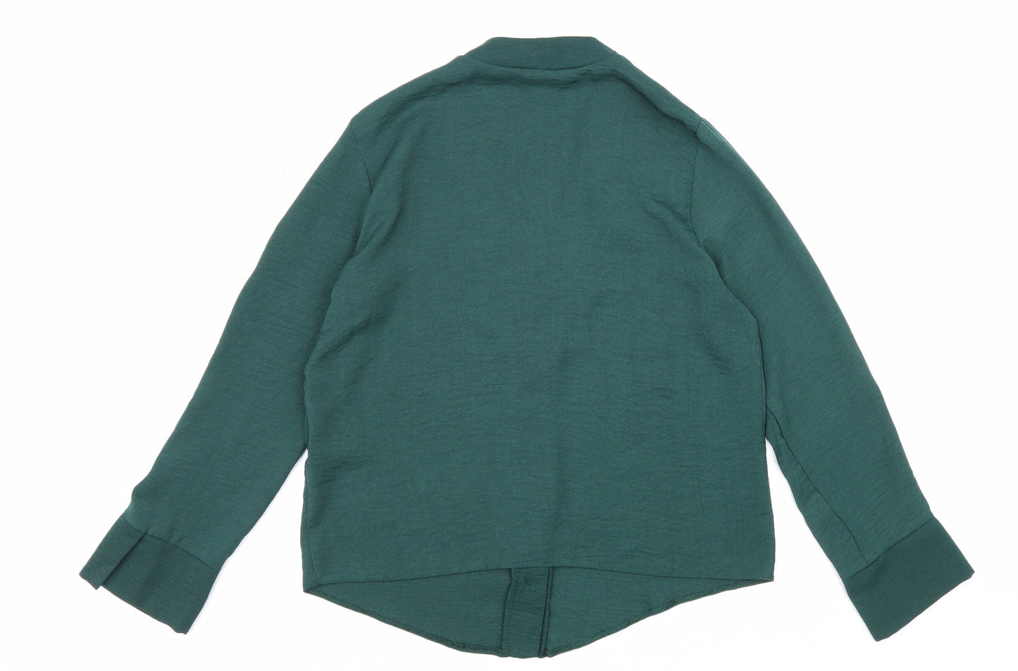 New Look Womens Green Polyester Basic Button-Up Size 6 V-Neck